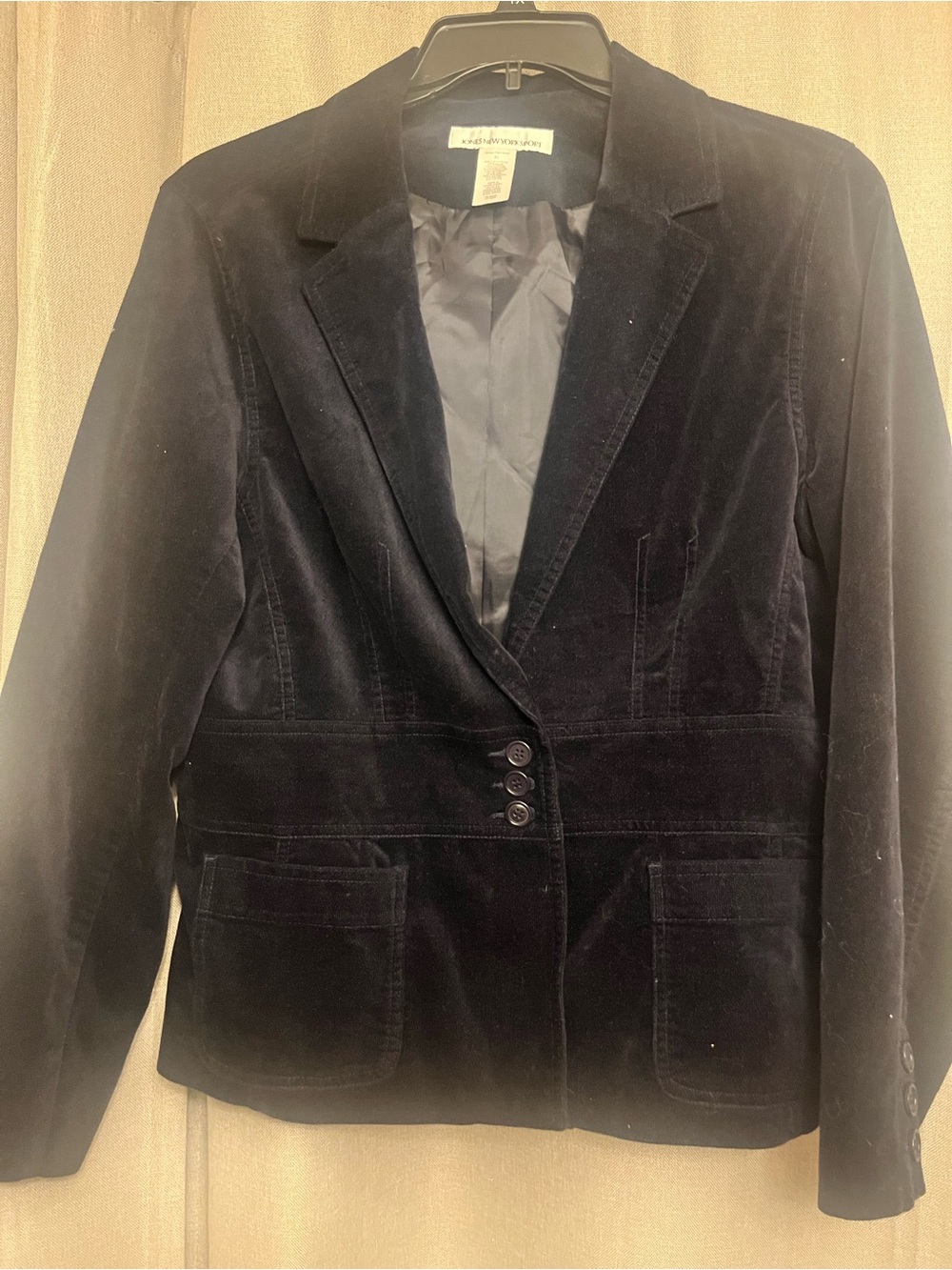 Jones New York Women's Velvet Blazer Jacket in Navy